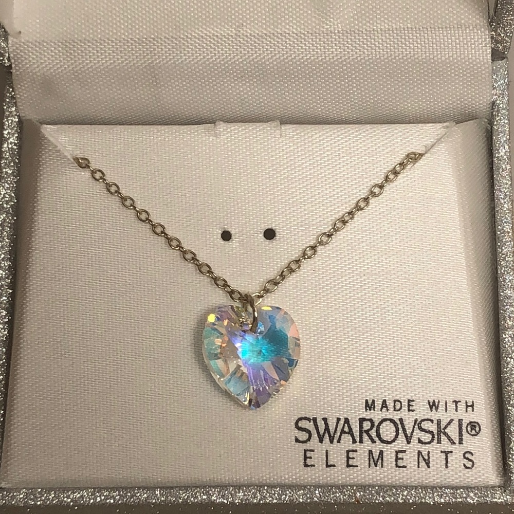 Swarovski Gold Necklace with Blue Heart Pendant